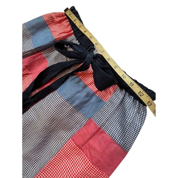 J. Estes Skirt Vintage 70s Patchwork Quilted Maxi Red Blue Flowy  Boho Prairie M - Picture 4 of 12